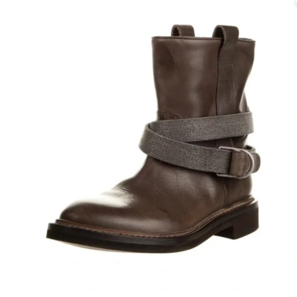 🌟BRUNELLO CUCINELLI🌟 Monili Leather Moto Boot sz 39.5
